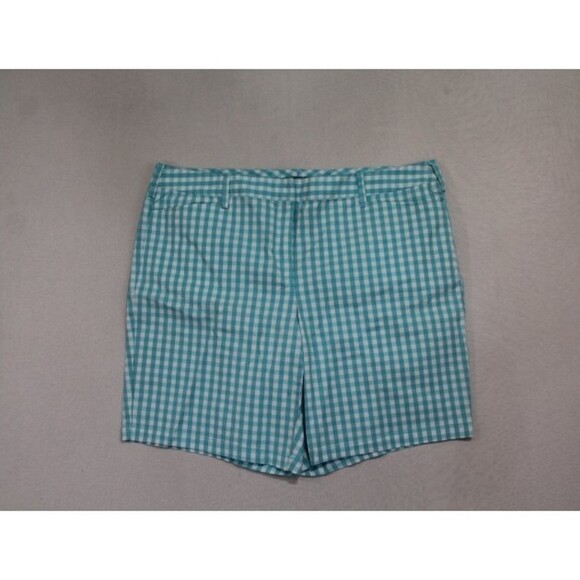 Lands' End Women Blue Plaid Shorts Mid Rise Size 20W - Picture 1 of 8